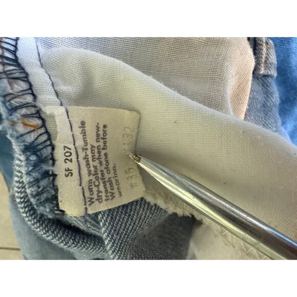 Vintage 1970s Levi’s SF 207 Wide Leg Jeans Corduroy Inlay Pockets Blue Denim - Picture 3 of 8